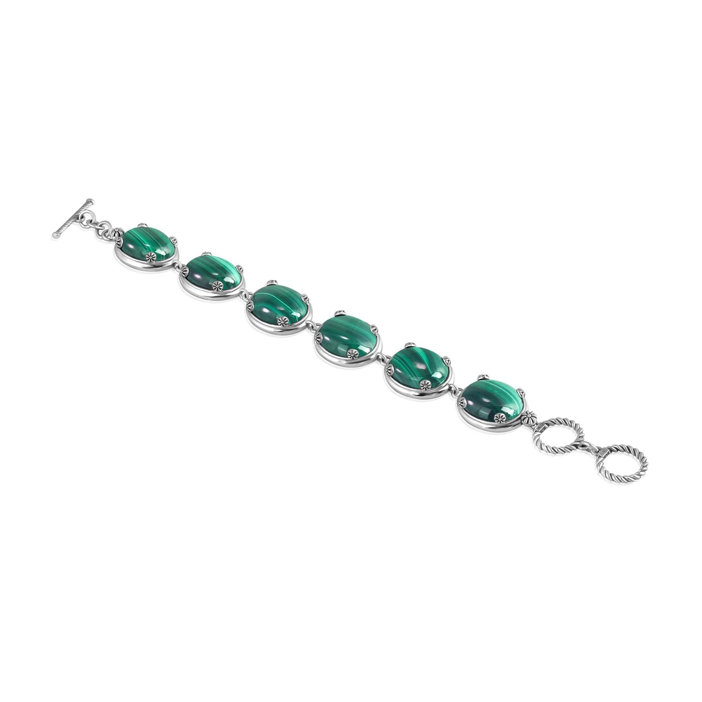 EXCLUSIVELY OURS! Sterling Silver Malachite Oval Cabochon Toggle Bracelet