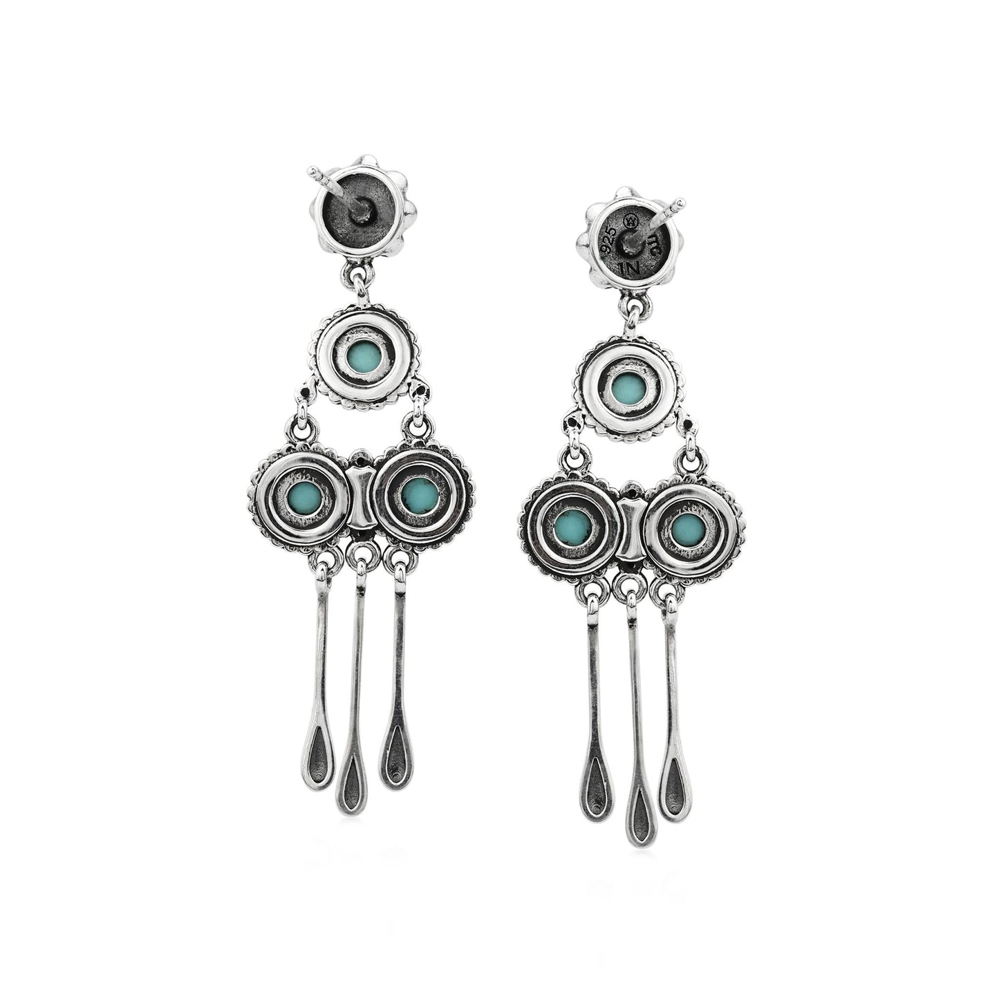 Sterling Silver Sleeping Beauty Turquoise Chandelier Earrings