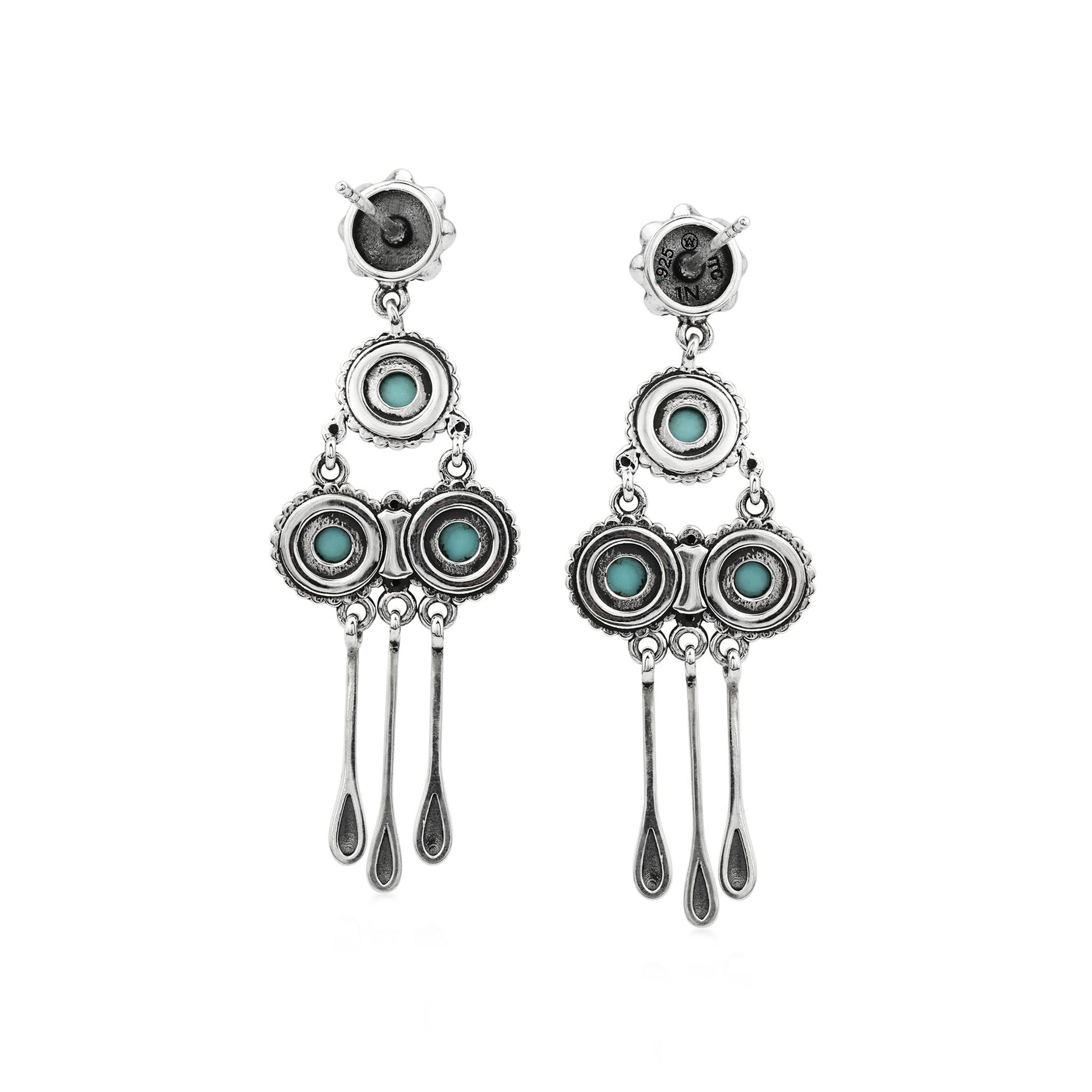 Sterling Silver Sleeping Beauty Turquoise Chandelier Earrings