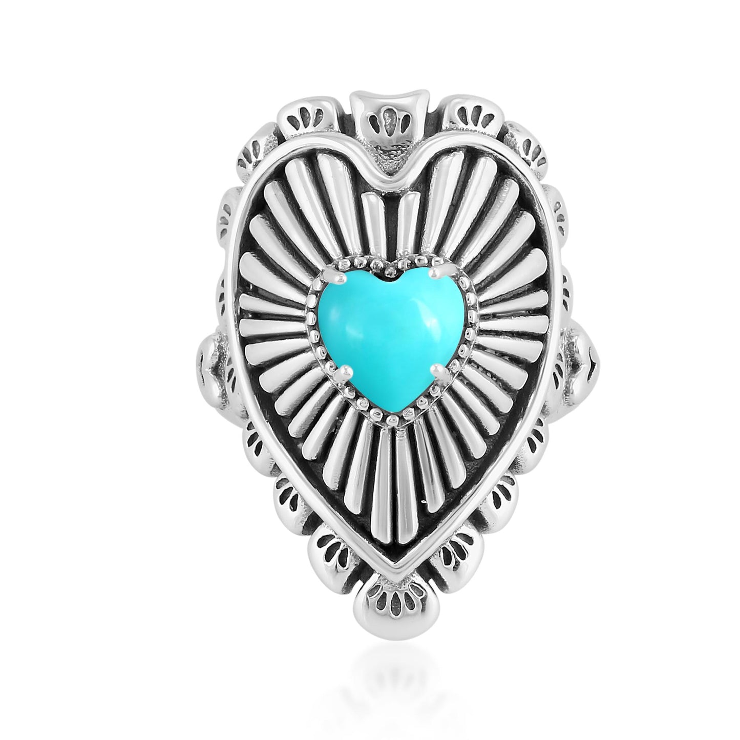 EXCLUSIVELY OURS! Sterling Silver Sleeping Beauty Turquoise Bold Heart Ring, Sizes 5 to 10