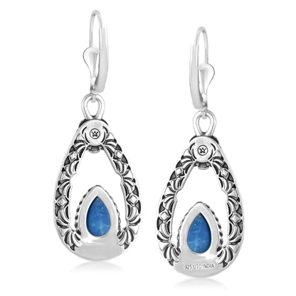 Sterling Silver Lapis Teardrop Dangle Earrings
