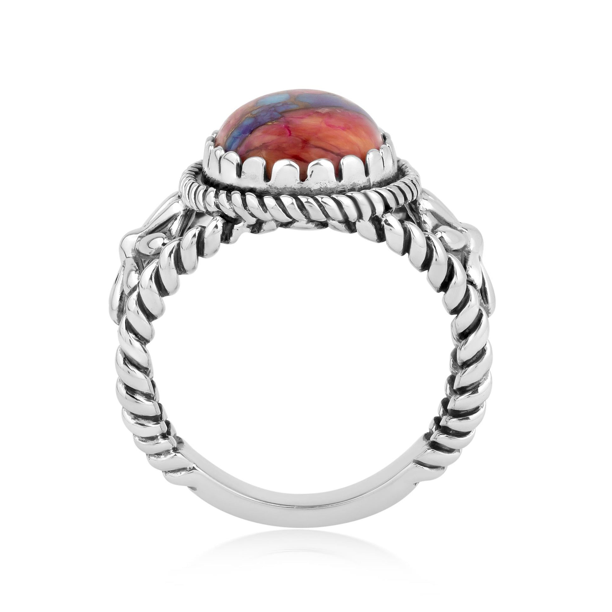 EXCLUSIVELY OURS! Sterling Silver Painted Desert Mosaic Concha Flower Ring