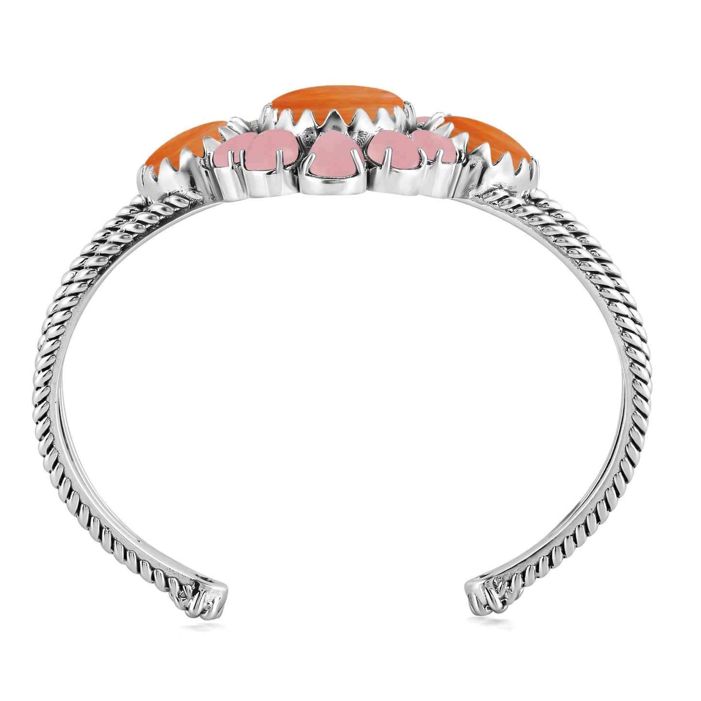 EXCLUSIVELY OURS! Sterling Silver Orange Spiny Oyster and Pink Opal Cuff Bracelet