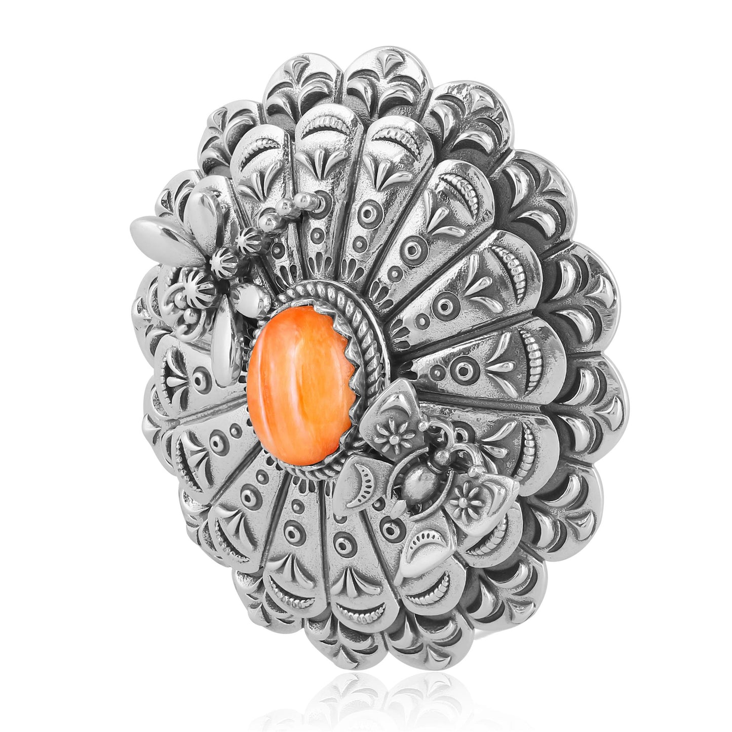 Sterling Silver Orange Spiny Oyster Butterfly and Dragonfly Pendant Enhancer