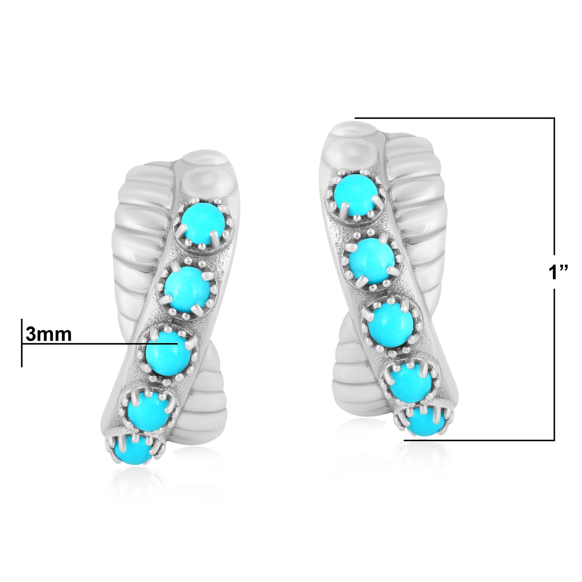 Sterling Silver Sleeping Beauty Turquoise Twist Hoop Earrings