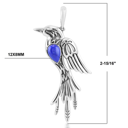 EXCLUSIVELY OURS! Sterling Silver Lapis Pinyon Jay Bird Pendant Enhancer