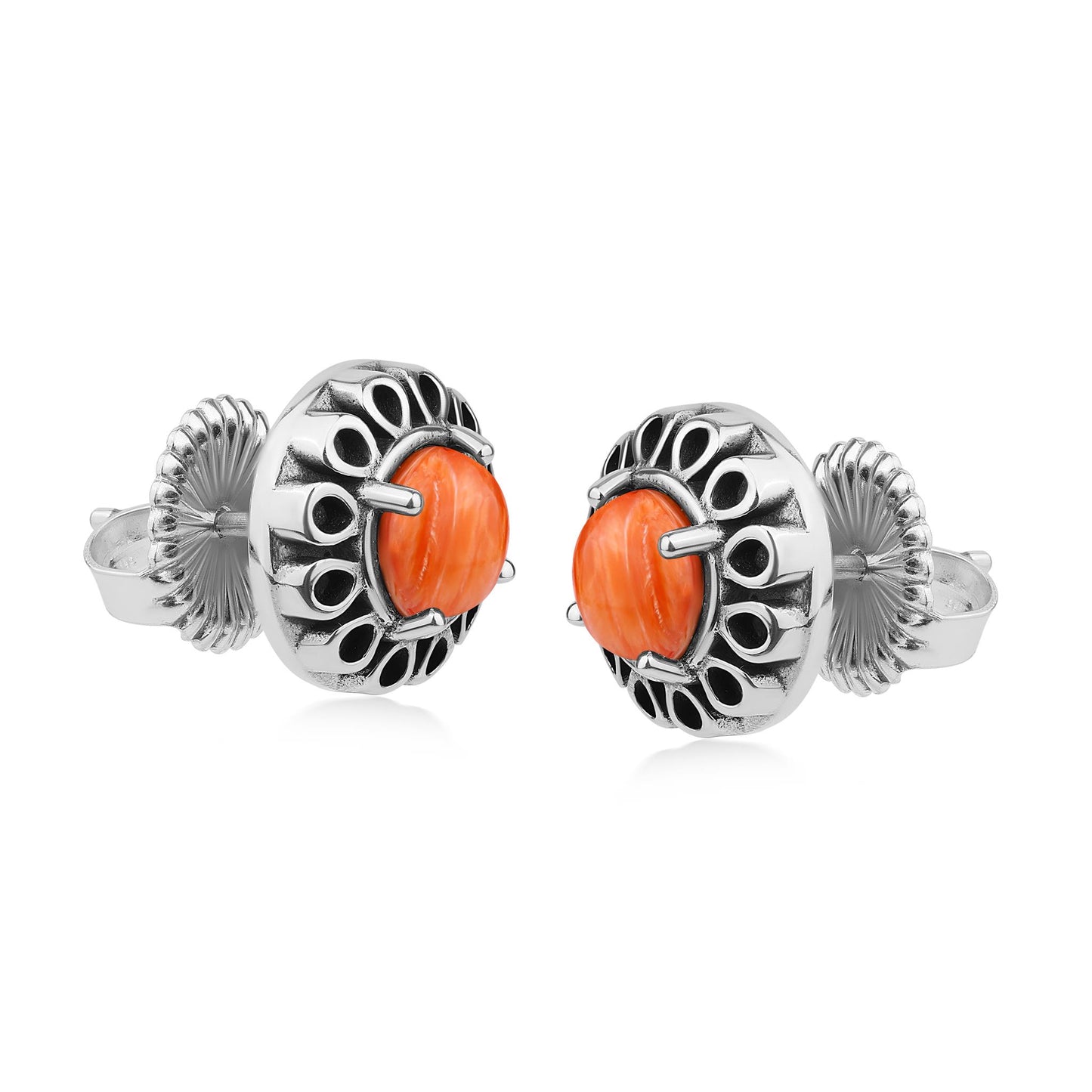 EXCLUSIVELY OURS! Sterling Silver Orange Spiny Oyster Sunburst Stud Earrings