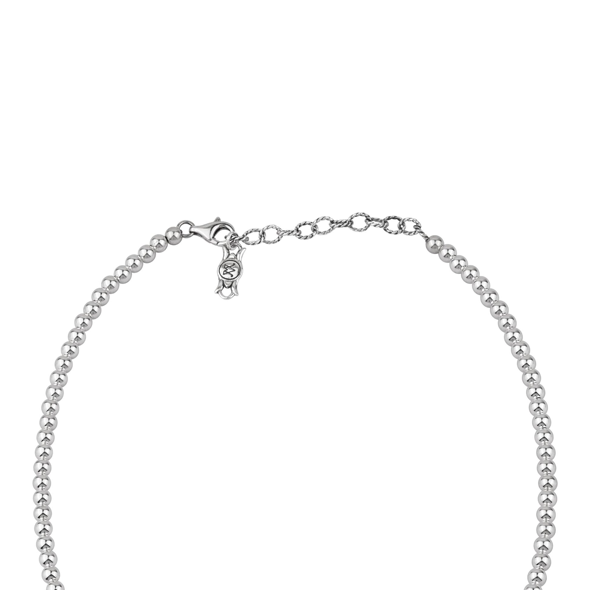  Sterling Silver Black Onyx Barrel Bead Necklace