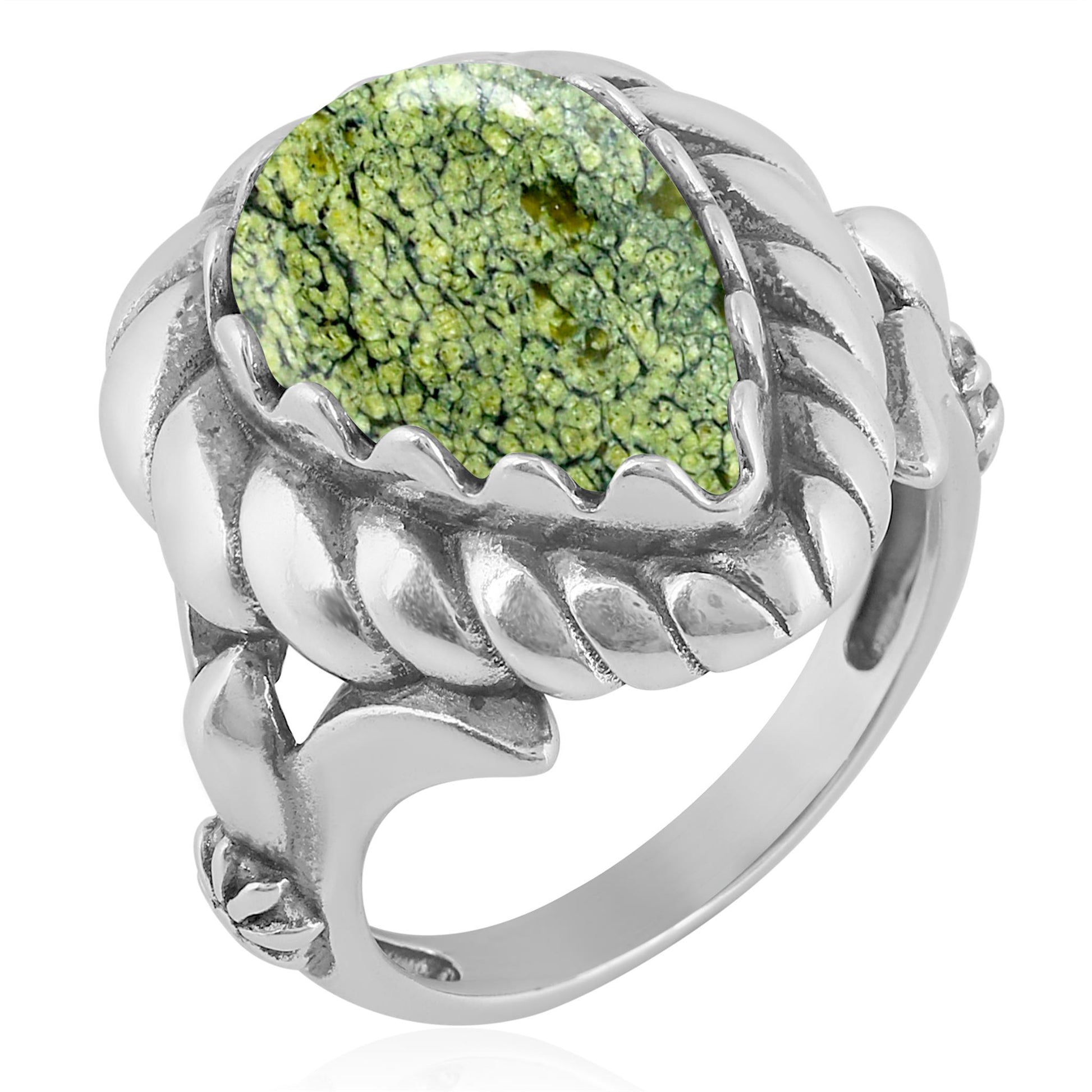 Sterling Silver Serpentine Pear Cut Rope Ring
