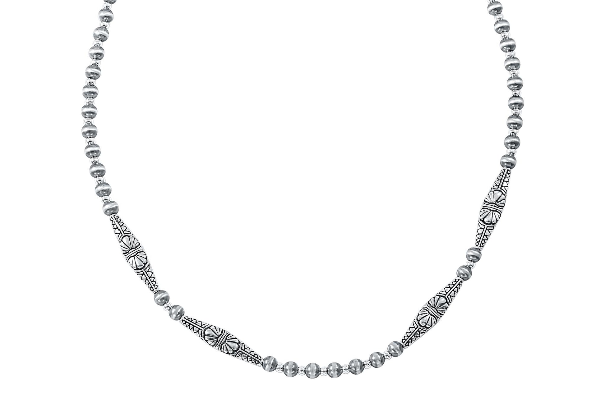 Sterling Silver Sleeping Beauty Bead and Station Bar Necklace