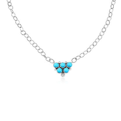 EXCLUSIVELY OURS! Sterling Silver Sleeping Beauty Turquoise Concha Cluster Oval Link Necklace, 20 Inches