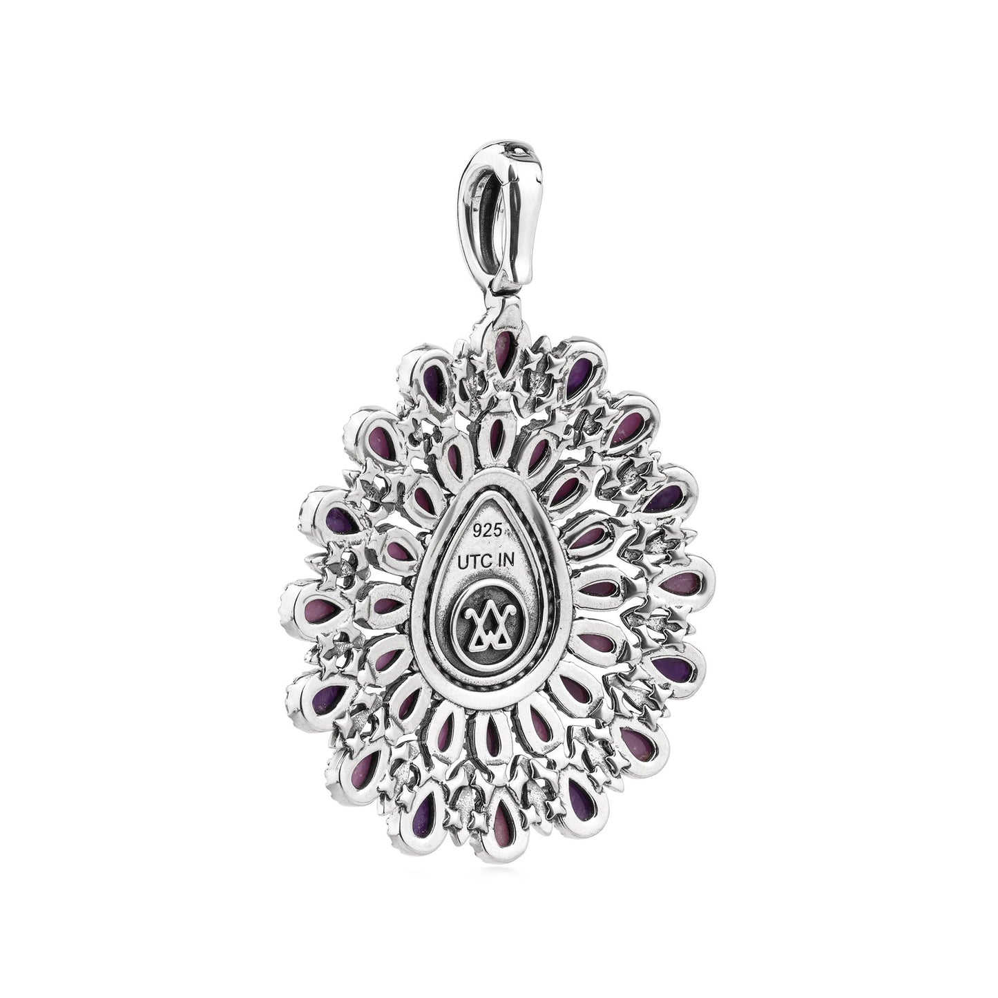 EXCLUSIVELY OURS! Sterling Silver Charoite and Phosphosiderite Pear Cluster Pendant Enhancer