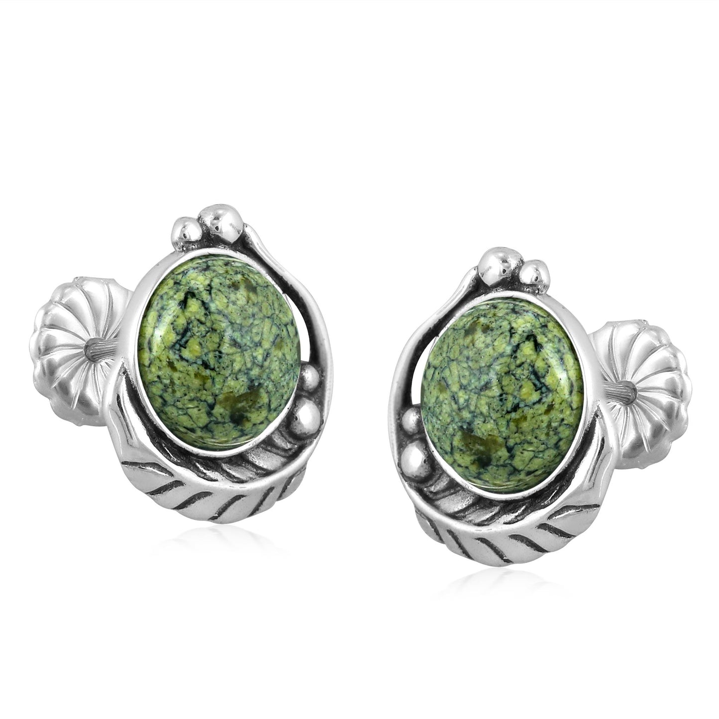 EXCLUSIVELY OURS! Sterling Silver Serpentine Leaf Design Button Earrings