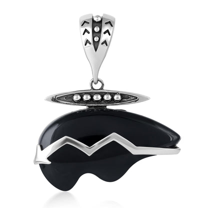 Sterling Silver Black Onyx Bear Pendant Enhancer
