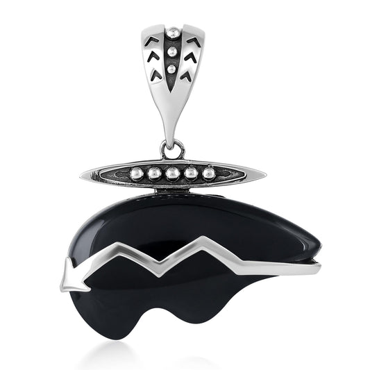 Sterling Silver Black Onyx Bear Pendant Enhancer