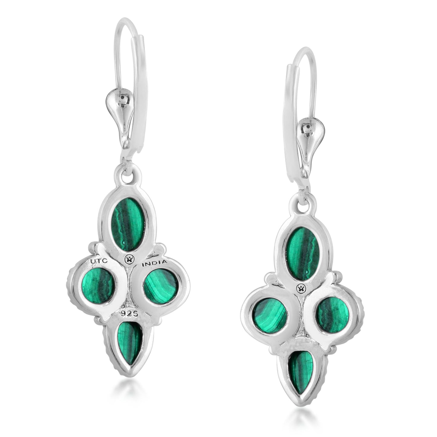 EXCLUSIVELY OURS! Sterling Silver Malachite Lever Back Dangle Earrings