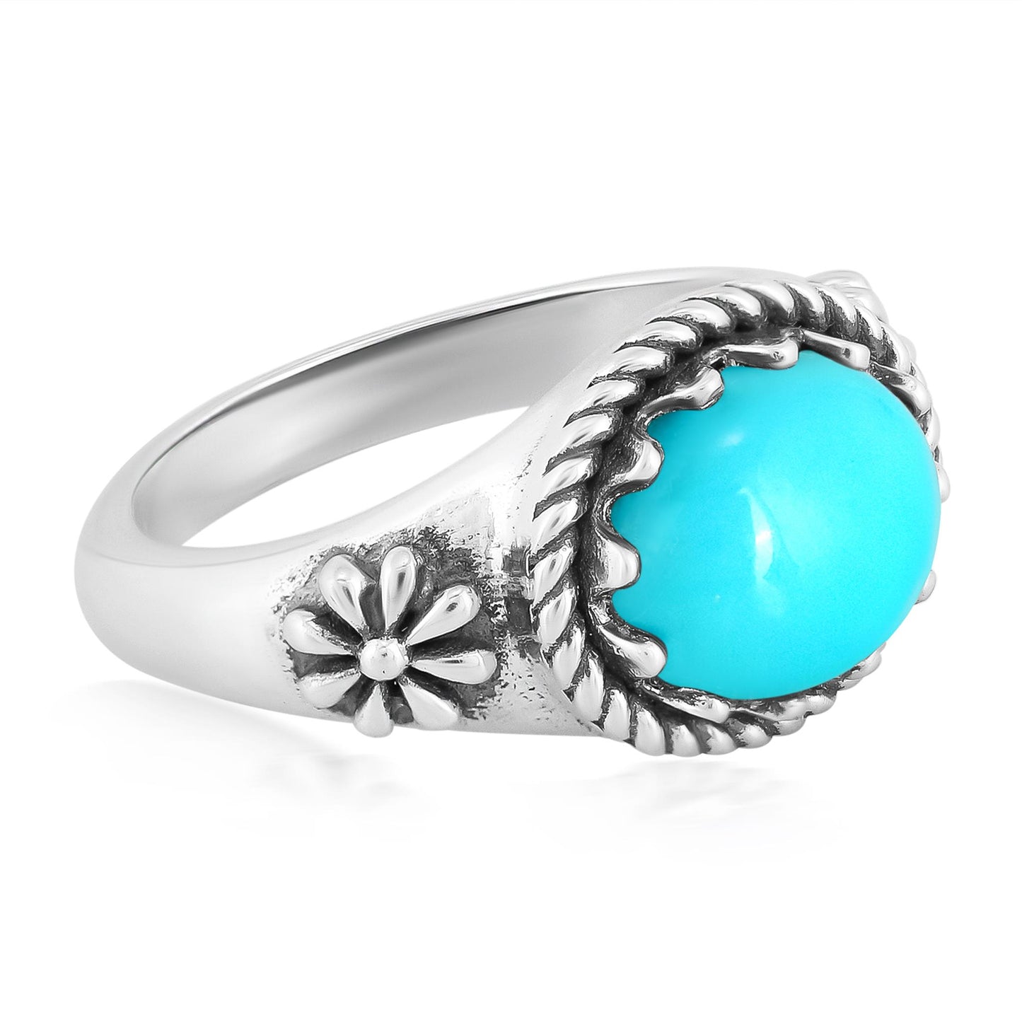 Sterling Silver Sleeping Beauty Turquoise East West Ring