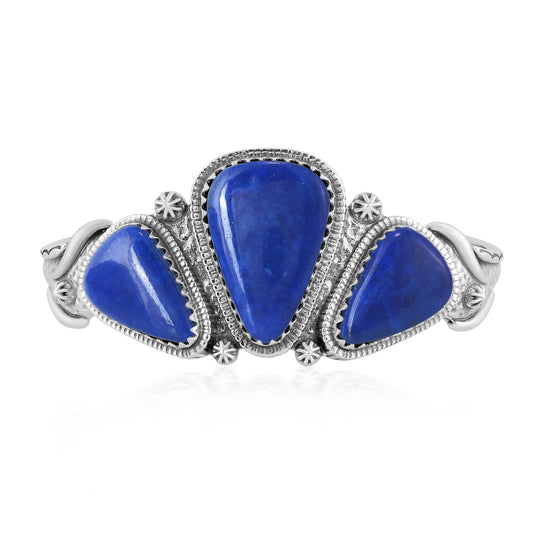 EXCLUSIVELY OURS! Sterling Silver Lapis 3-Stone Triangle Cuff