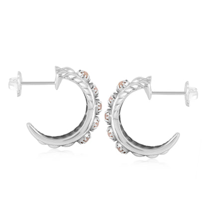 Sterling Silver Rhodochrosite Twist Hoop Earrings