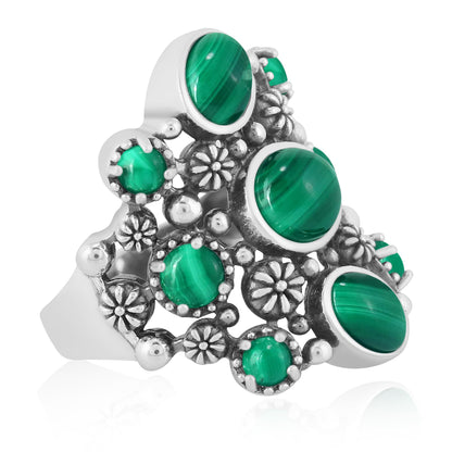EXCLUSIVELY OURS! Sterling Silver Malachite 9-Stone Cluster Ring
