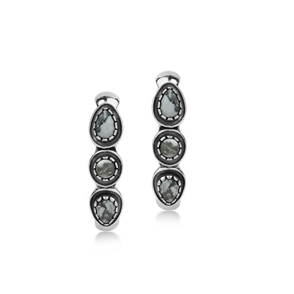EXCLUSIVELY OURS! Sterling Silver White Howlite Pear and Round Cut Hoop Earrings