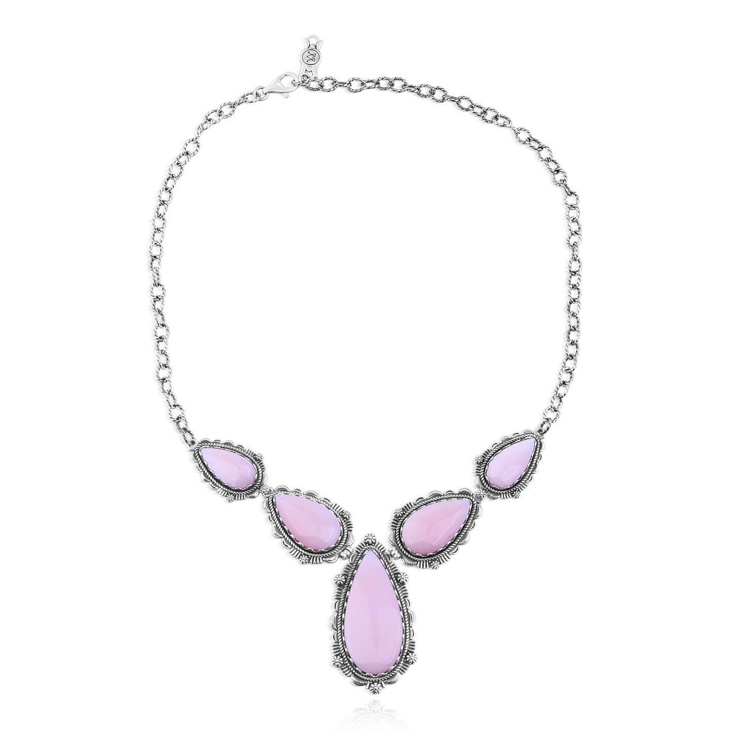 LIMITED EDITION! Sterling Silver Pink Opal Gemstone Statement Necklace