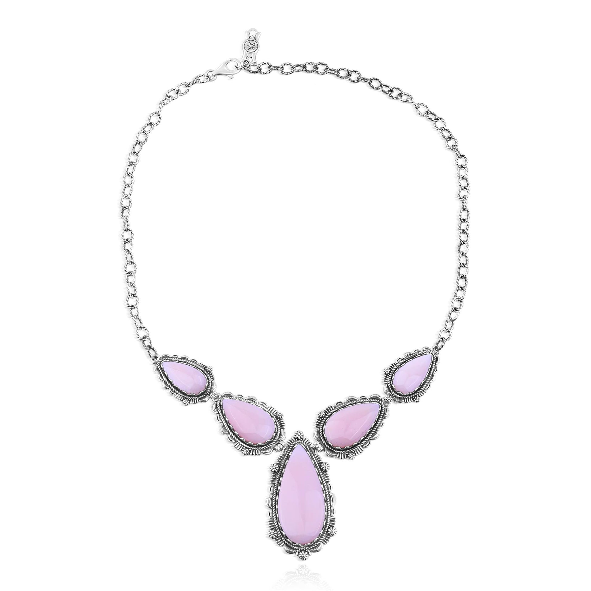 LIMITED EDITION! Sterling Silver Pink Opal Gemstone Statement Necklace