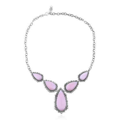 LIMITED EDITION! Sterling Silver Pink Opal Gemstone Statement Necklace