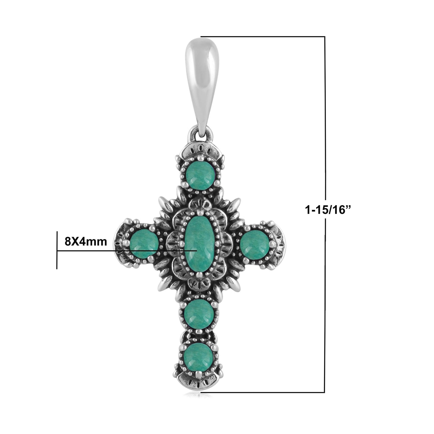 EXCLUSIVELY OURS! Sterling Silver Green Turquoise Cross Pendant Enhancer