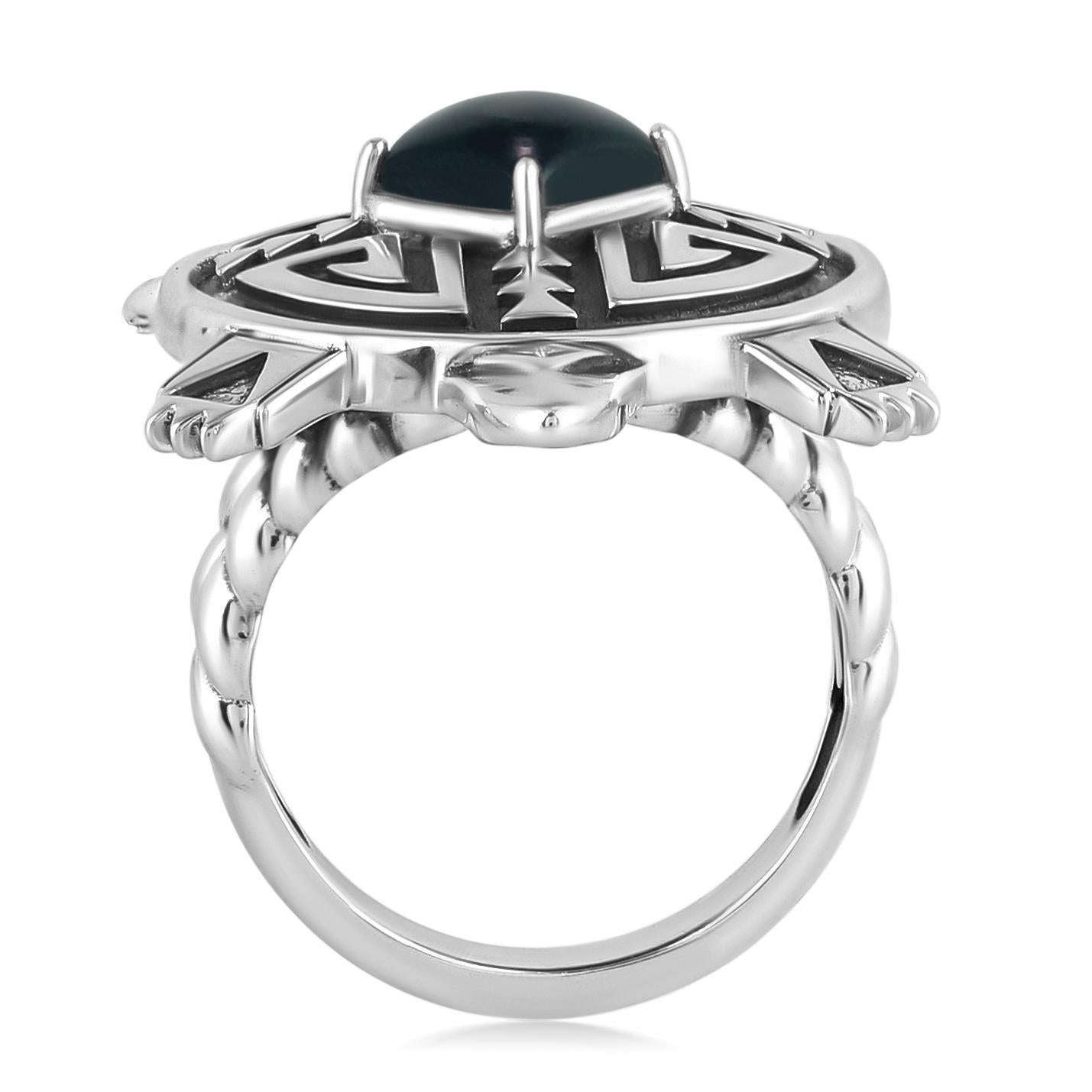 Sterling Silver Black Onyx Fritz Casuse Split Shank Turtle Ring