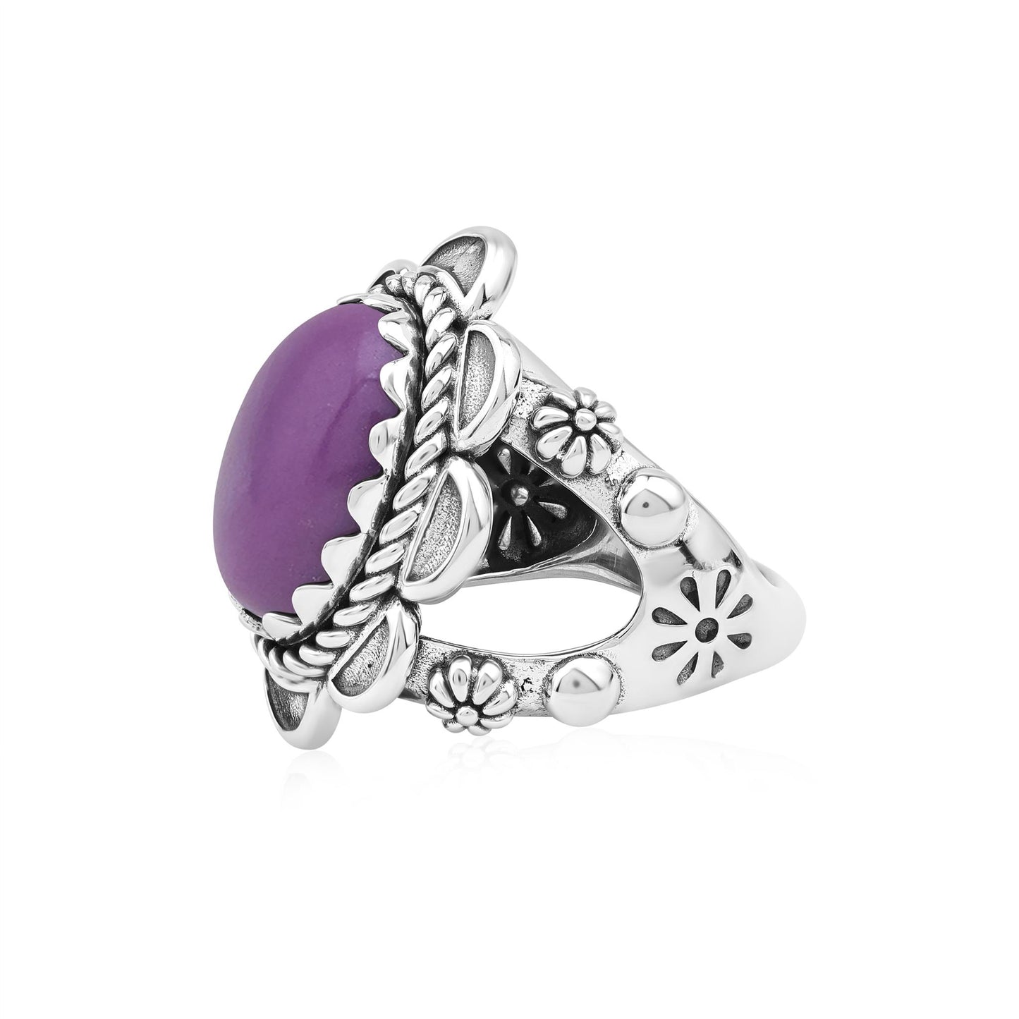 Sterling Silver Phosphosiderite Oval Scallop Ring
