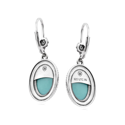 EXCLUSIVELY OURS! Sterling Silver Kingman Turquoise Oval Drop Lever Back Earrings