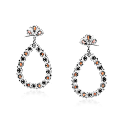LIMITED EDITION! Sterling Silver Orange Spiny Oyster Teardrop Post Back Earrings