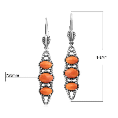 EXCLUSIVELY OURS! Sterling Silver Orange Spiny Oyster Friendship Lever Back Dangle Earrings