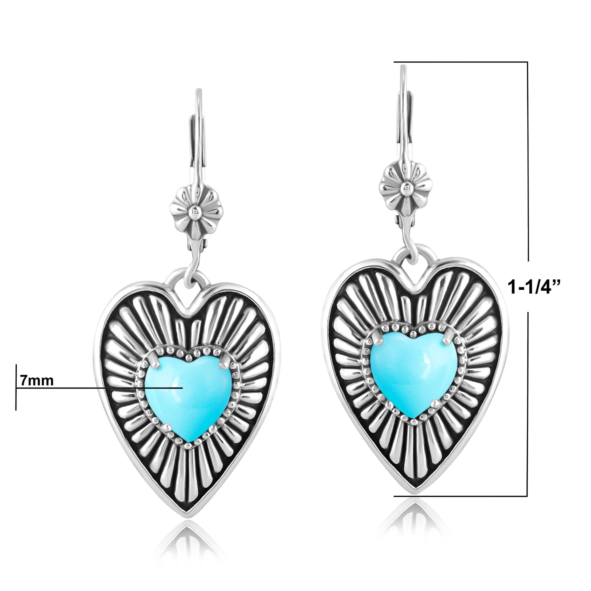 EXCLUSIVELY OURS! Sterling Silver Sleeping Beauty Turquoise Bold Heart Earrings