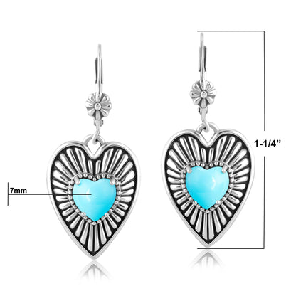 EXCLUSIVELY OURS! Sterling Silver Sleeping Beauty Turquoise Bold Heart Earrings