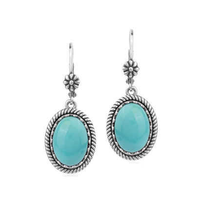 EXCLUSIVELY OURS! Sterling Silver Kingman Turquoise Oval Drop Lever Back Earrings