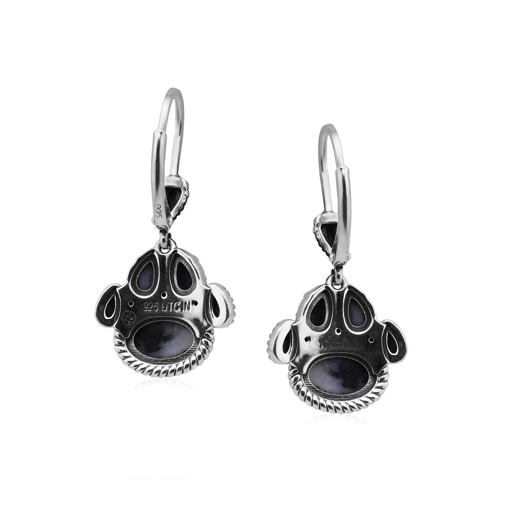 Sterling Silver White Buffalo Pawprint Lever Back Earrings