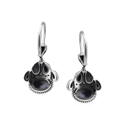 Sterling Silver White Buffalo Pawprint Lever Back Earrings
