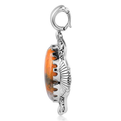 Sterling Silver Bumblebee Jasper Oval Pendant Enhancer