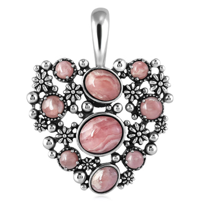 EXCLUSIVELY OURS! Sterling Silver Rhodochrosite Heart Cluster Pendant Enhancer