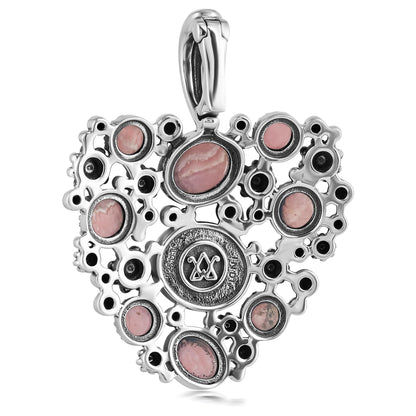 EXCLUSIVELY OURS! Sterling Silver Rhodochrosite Heart Cluster Pendant Enhancer