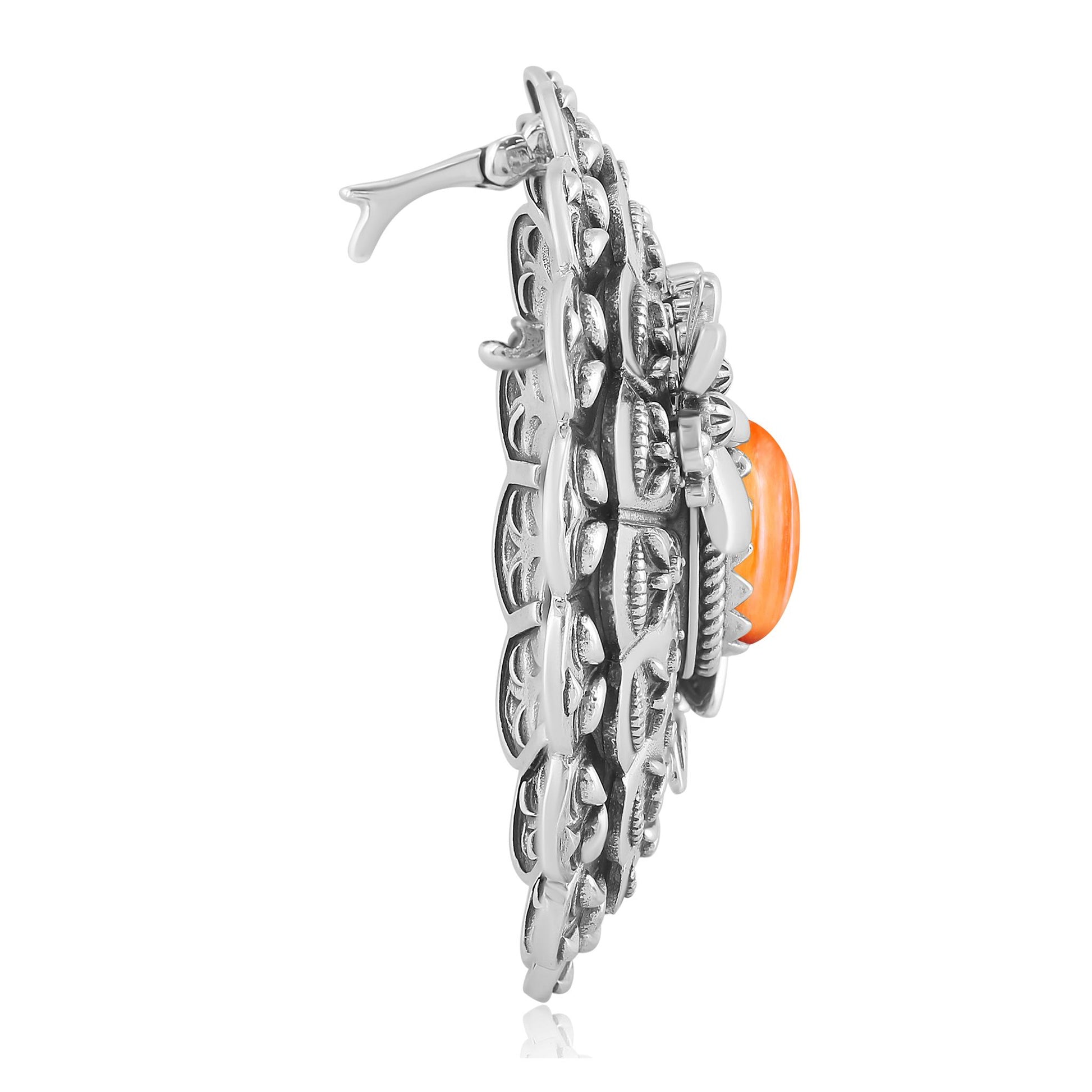 Sterling Silver Orange Spiny Oyster Butterfly and Dragonfly Pendant Enhancer