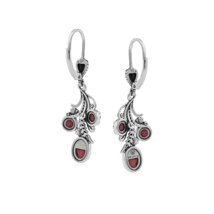 Sterling Silver Pink Concha Shell Leaf and Concha Cascading Earrings
