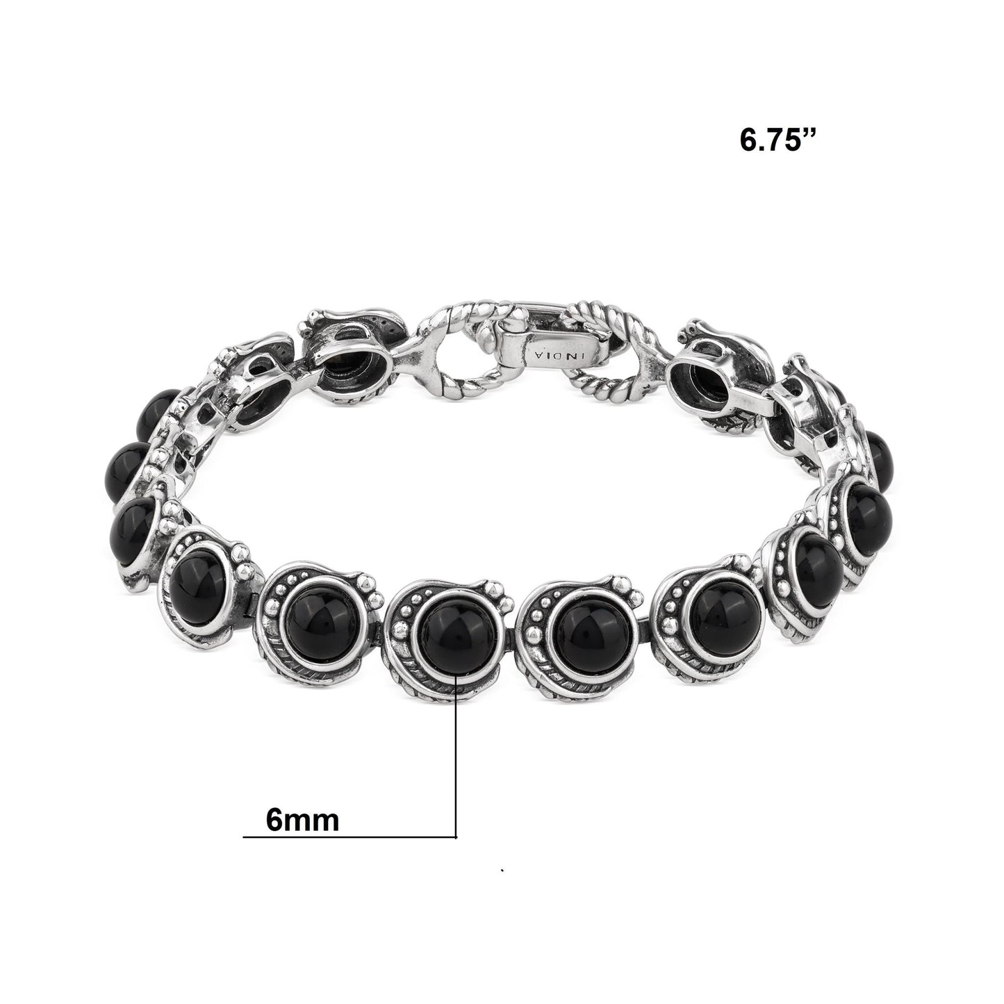 EXCLUSIVELY OURS! Sterling Silver Black Onyx Round Cabochon Tennis Bracelet, Sizes Small to Large
