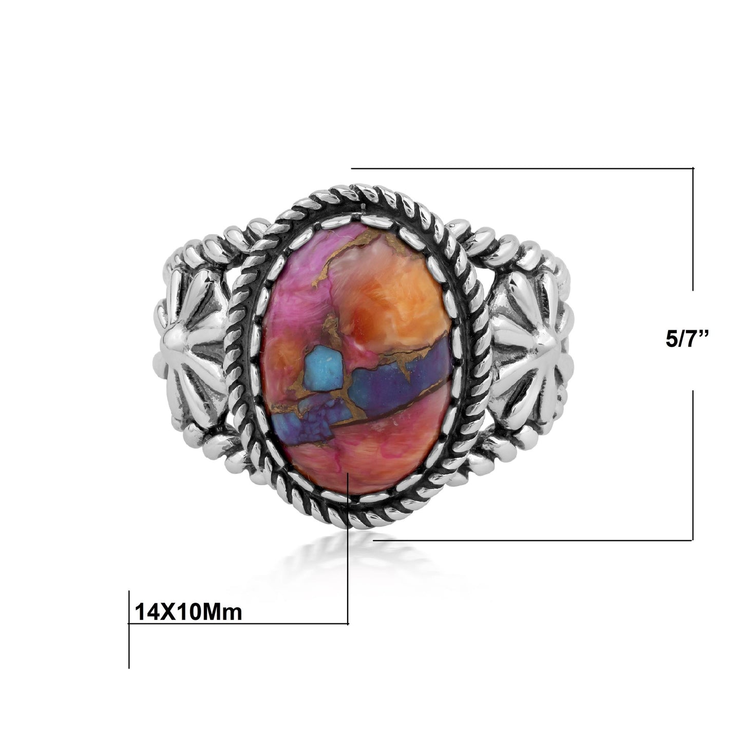 EXCLUSIVELY OURS! Sterling Silver Painted Desert Mosaic Concha Flower Ring