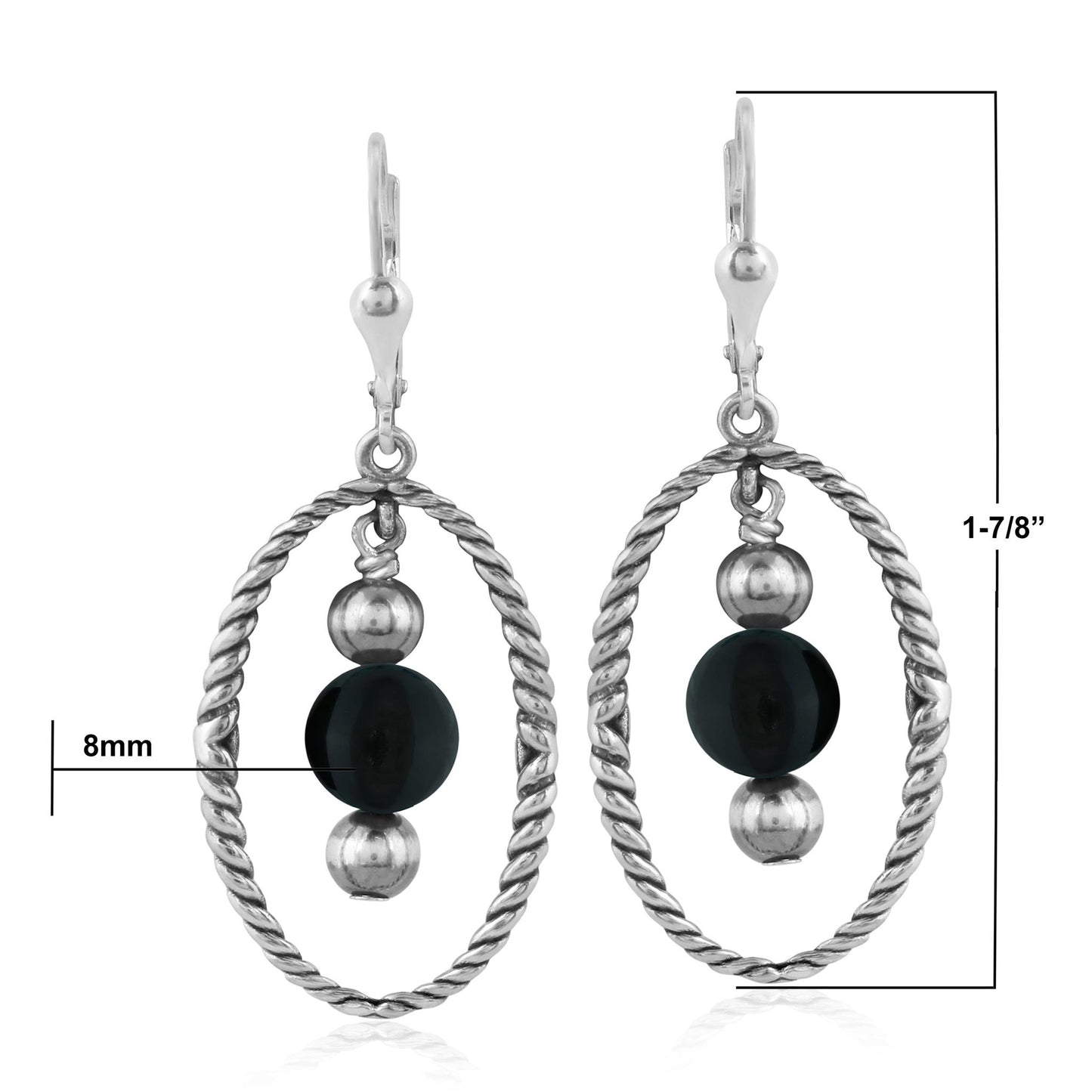 EXCLUSIVELY OURS! Sterling Silver Black Onyx Rope and Bead Halo Dangle Earrings