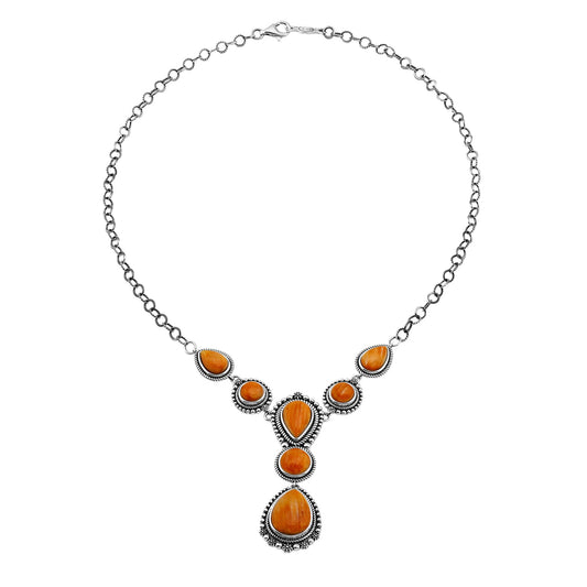 EXCLUSIVELY OURS! Sterling Silver Orange Spiny Oyster Rope and Bead Necklace