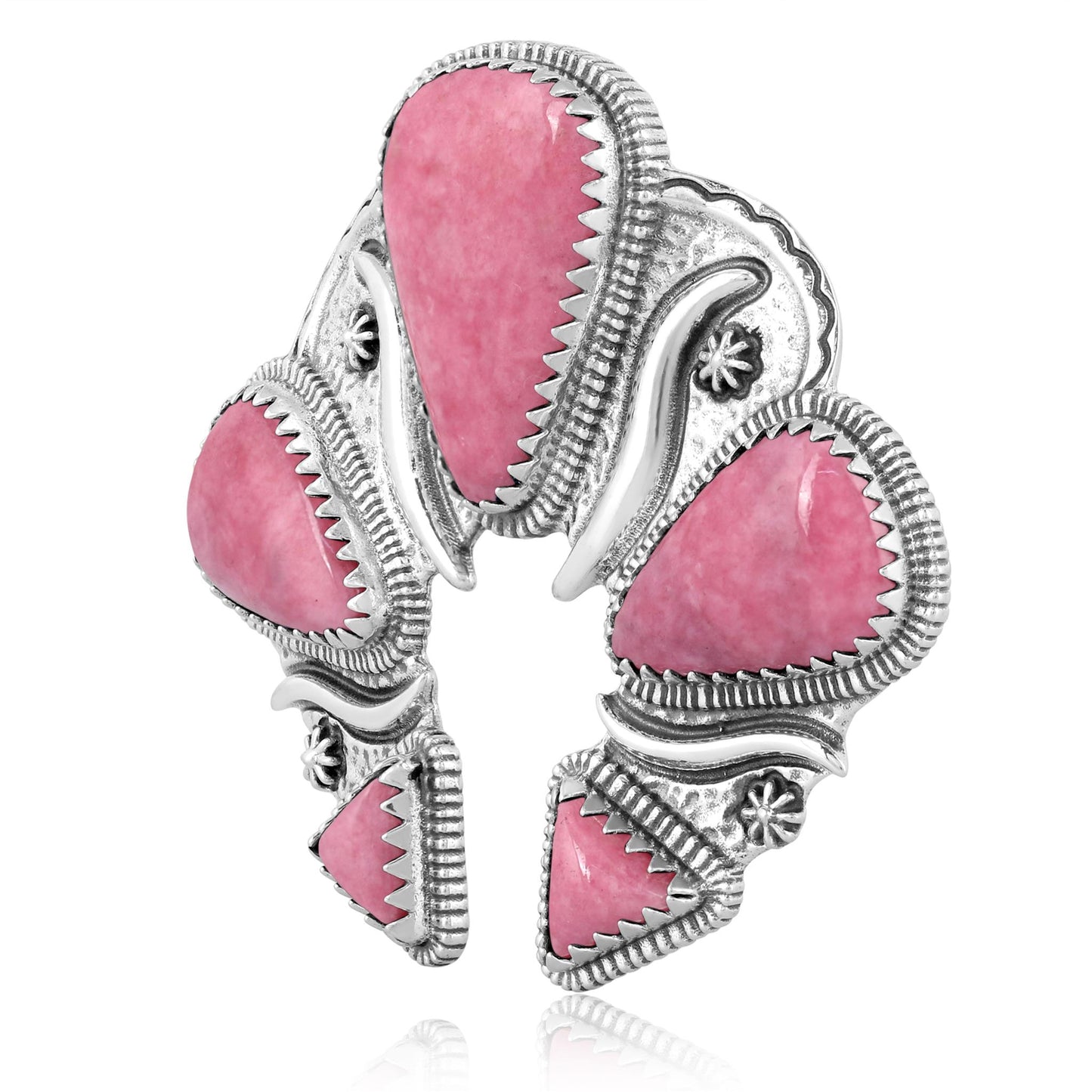 Sterling Silver Rhodonite Soft Triangle Naja Pendant Enhancer