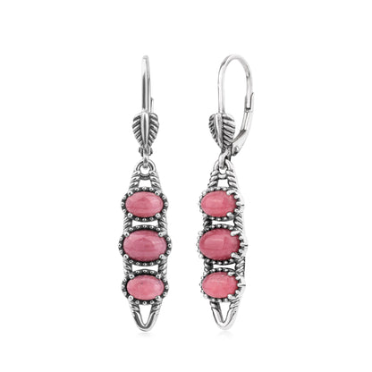 EXCLUSIVELY OURS! Sterling Silver Rhodonite Friendship Lever Back Dangle Earrings